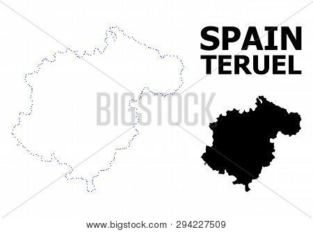 Vector Contour Map Of Teruel Province With Name. Map Of Teruel Province Is Isolated On A White Backg