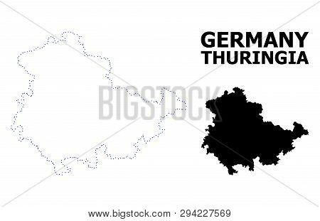Vector Contour Map Of Thuringia State With Name. Map Of Thuringia State Is Isolated On A White Backg