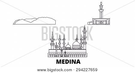 Saudi Arabia, Medina Line Travel Skyline Set. Saudi Arabia, Medina Outline City Vector Illustration,