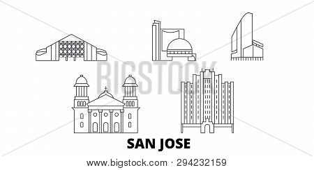 United States, San Jose Line Travel Skyline Set. United States, San Jose Outline City Vector Illustr