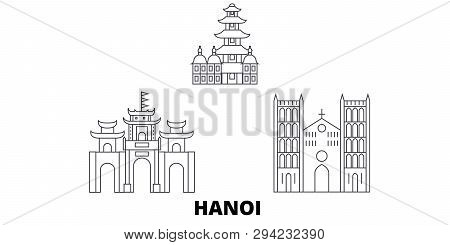 Vietnam, Hanoi Line Travel Skyline Set. Vietnam, Hanoi Outline City Vector Illustration, Symbol, Tra