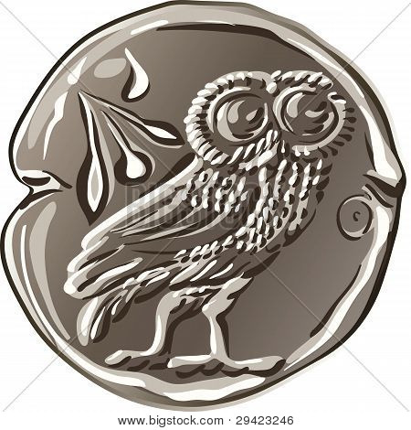 Vector dinero griega antigua moneda de plata dracma