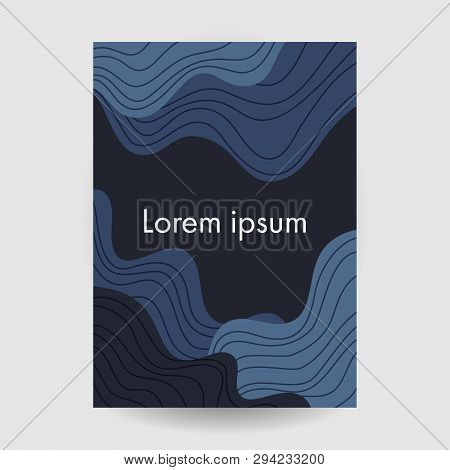 Abstract Dark Shape With Line, Vector Background Template