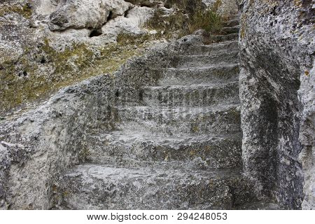 Stairs Cut In The Rock. The Cave Monastery. Crimea, Inkerman