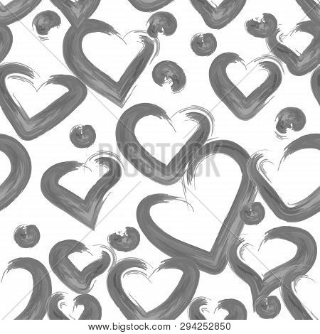 Beautiful Hand Drawn Heart On White Background. Vector Pattern Design