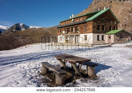 Mountain Hut Near Raisko Praskalo Waterfall And Botev Peak. Central Balkan National Park, Stara Plan