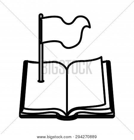 Text Book With Flag Isolate Icon Vector Illustration Design