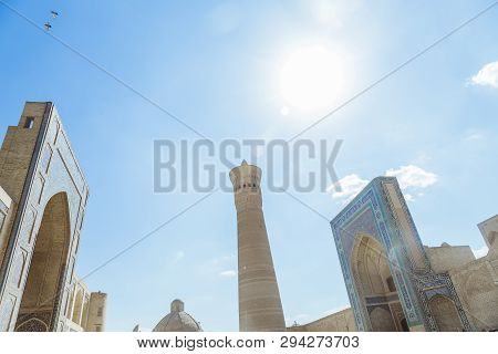 Historical Center Of Ancient Bukhara City. Po-i-kalyan Complex With The Kalyan Minaret And Mosques I