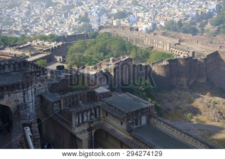 Inner Wall Of Mehrangarh Or Mehran Fort, Jodhpur, Rajasthan, India