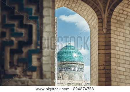 View Of The Beautiful Blue Dome Of The Mosque Kalyan. One Of The Oldest And Largest Mosque In Centra