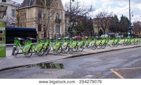 Budapest, Hungary, March 152019: Bubi Moll Rent A Bike Station