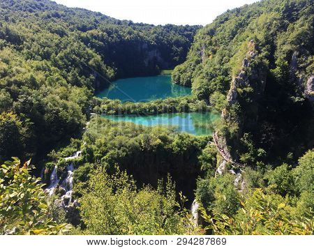Landscape Of Plitvice Lakes National Park Or Nacionalni Park Plitvicka Jezera, Unesco Natural World 
