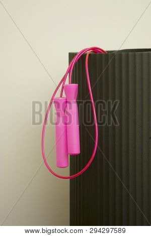 Pink Skipping Ropeand Youga, Fitness, Sport Mat. Indoor, Home Workout, Lose Weigh
