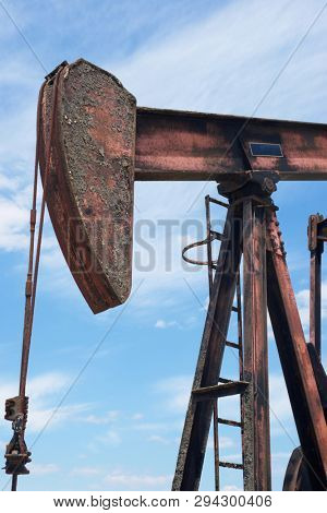 Oil well in Ayoluengo de la Lora, Burgo Province, Castilla Leon, Spain.