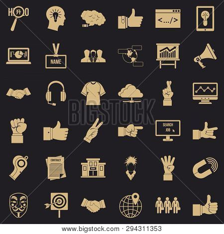 Ok Gesture Icons Set. Simple Style Of 36 Ok Gesture Vector Icons For Web For Any Design