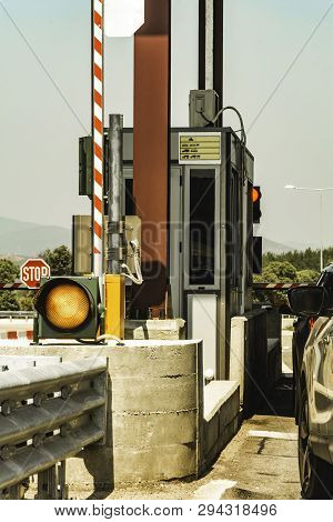 Pay Toll Booth Close Up - Paying To Use Highway Autobahn