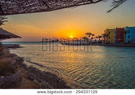 Sunrise On A Peninsula And A Lagoon Of Hurghada On The Red Sea In Egypt