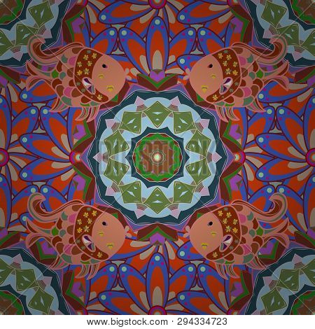 Vector Illustration. On Colorful Background. Beautiful Watercolor Pattern With Flowers.