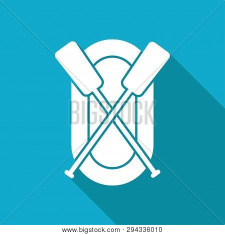 Rafting Infatable Boat With Oars Illustration. Sport And Traveling Vector Icon