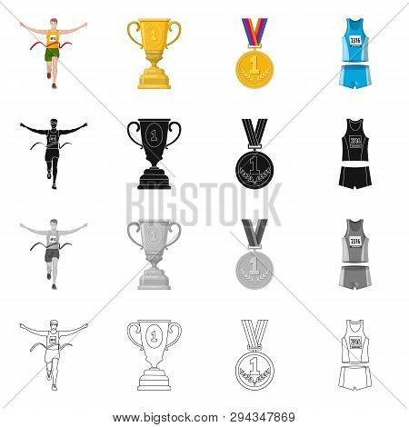 Vector Design Of Sport  And Winner Logo. Set Of Sport  And Fitness  Stock Vector Illustration.