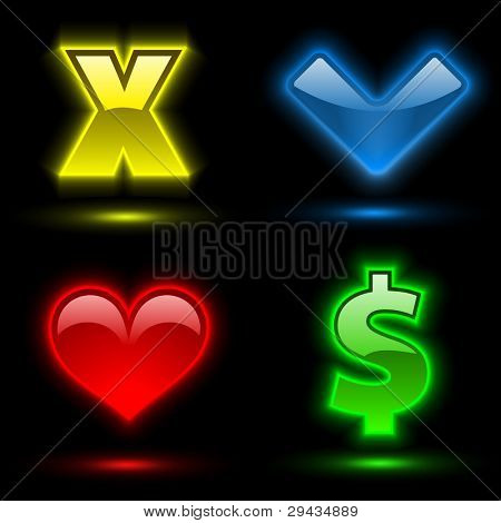 Set 2 di quattro diversi segni colorati