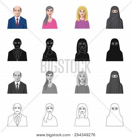 Vector Design Of Hairstyle And Profession  Symbol. Set Of Hairstyle And Character  Vector Icon For S