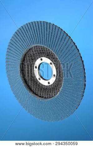 Abrasive Wheel Isolated On White Background. Grinder Disc On The Blue Background