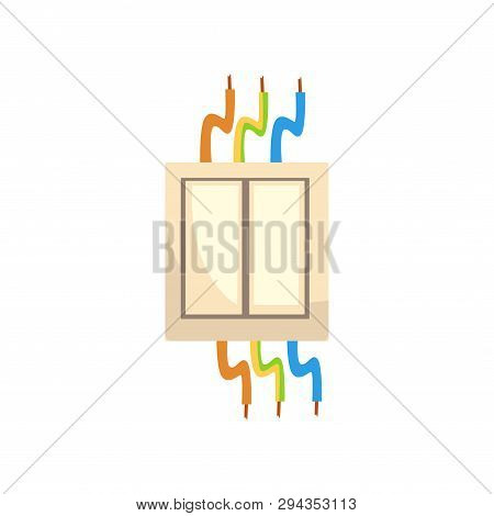 Light Switcher With Wires, Electrical Equipment Vector Illustration