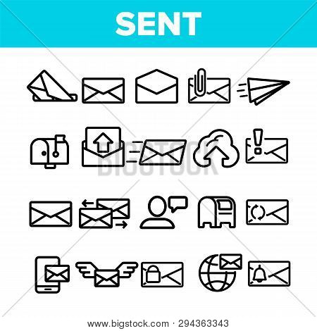 Send Message Linear Vector Thin Icons Set