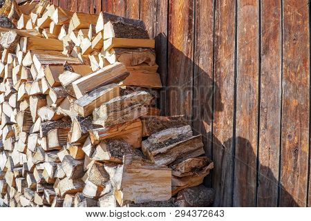 Pile Of Firewood.prepared To Fireplace For The Winter And Use For Cooking,firewood Background,stacks