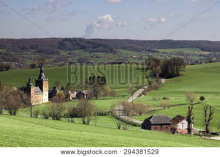 Beusdael Castle Near Sippenaeken Seen From Above The Surrounding Hills In The Dutch Region Voeren