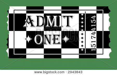Checkerd Admit One Ticket