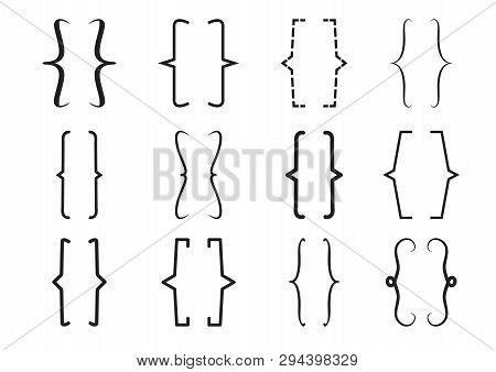Black Bracket Set Isolated On White Background. Vector Illustration