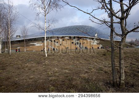 Moscow, Russia - April 5, 2019: Zaryadye Is Historical District In Moscow Established In 12th Or 13t