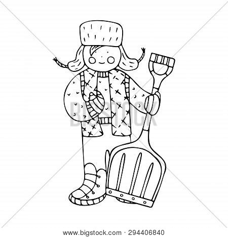 A Man Clearing The Snow With A Shovel. Fine For Ice And Snow Removal Services Promotion, Articles Ab