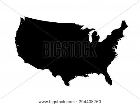 Usa Map Icon Black Silhouette Simple Style Vector Isolated Image Of Country