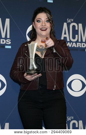 LAS VEGAS - APR 7:  Ashley McBryde at the 54th Academy of Country Music Awards at the MGM Grand Garden Arena on April 7, 2019 in Las Vegas, NV