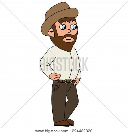 Farmer Look Around. Isolated Stock Vector Illustration
