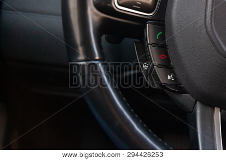 Novosibirsk, Russia - 03.10.2019: View To The Interior Of Land Rover Evoque With Dashboard, Steering