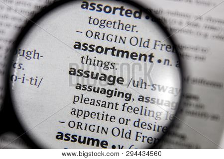 The Word Or Phrase Assuage In A Dictionary Book.
