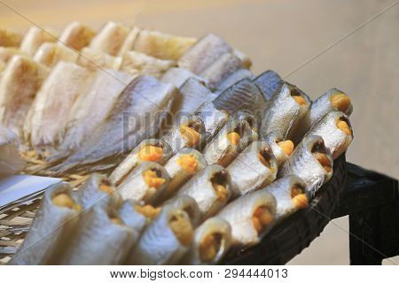 Dried Fishs Of Pla Salid In Thailand.