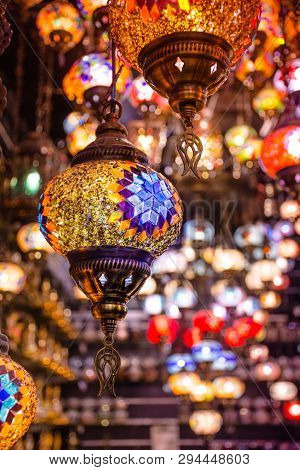 Beautiful Traditional Ramadan Light Lamp With Blur Background - Shot From Dubai Spice Souk, Famous T