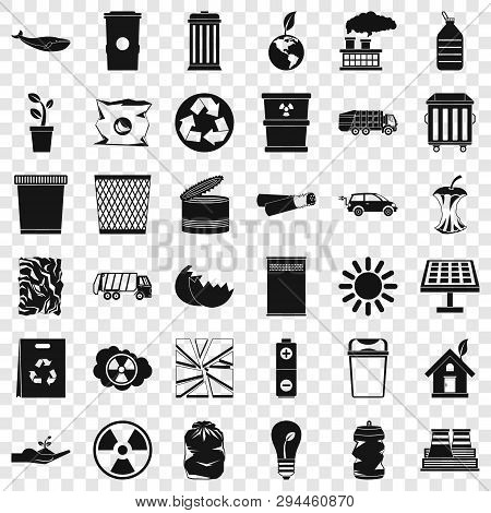 Ecology Icons Set. Simple Style Of 36 Ecology Vector Icons For Web For Any Design