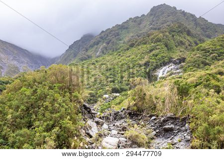 An image of the riverbed of the Franz Josef Glacier, New Zealand