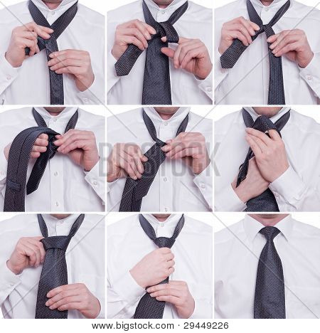 Tiying A slips med en Windsor knude