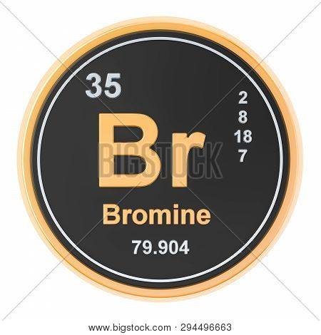 Bromine Br Chemical Element. 3d Rendering Isolated On White Background