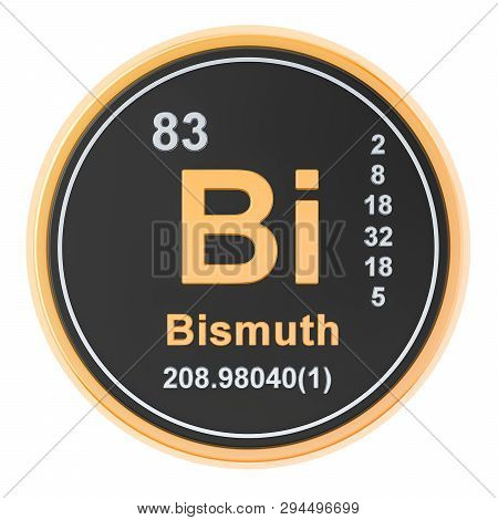 Bismuth Bi Chemical Element. 3d Rendering Isolated On White Background