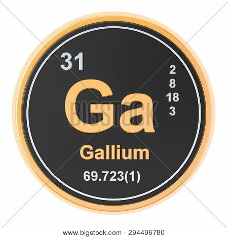 Gallium Ga Chemical Element. 3d Rendering Isolated On White Background