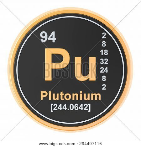 Plutonium Pu Chemical Element. 3d Rendering Isolated On White Background