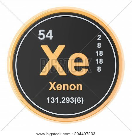 Xenon Xe Chemical Element. 3d Rendering Isolated On White Background